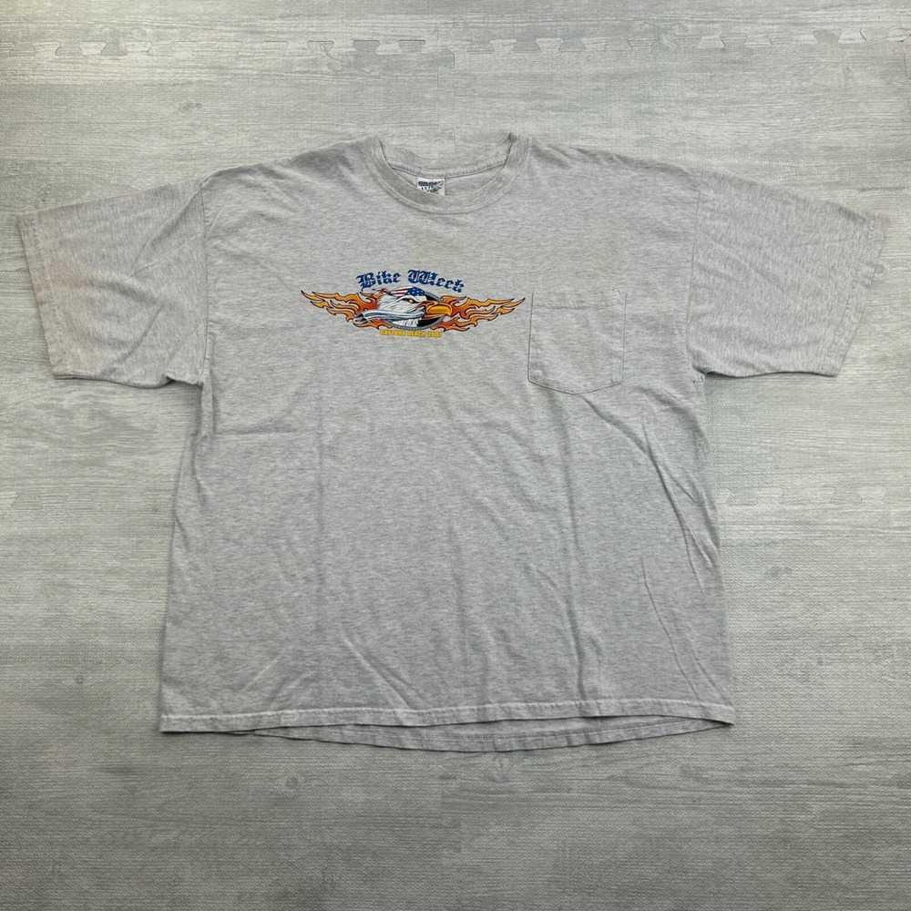 Vintage Bike Week Shirt Size XXL Gray Daytona Beach 2007 Motorcycle Pocket